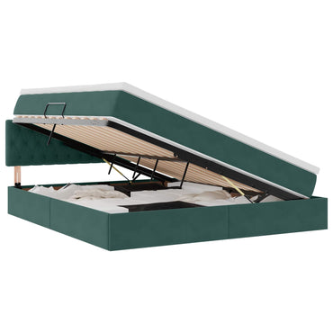vidaXL Bett mit Stauraum und LED mit LED Dunkelgrün 160 x 200 cm Samt