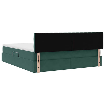 vidaXL Bett mit Stauraum und LED mit LED Dunkelgrün 160 x 200 cm Samt
