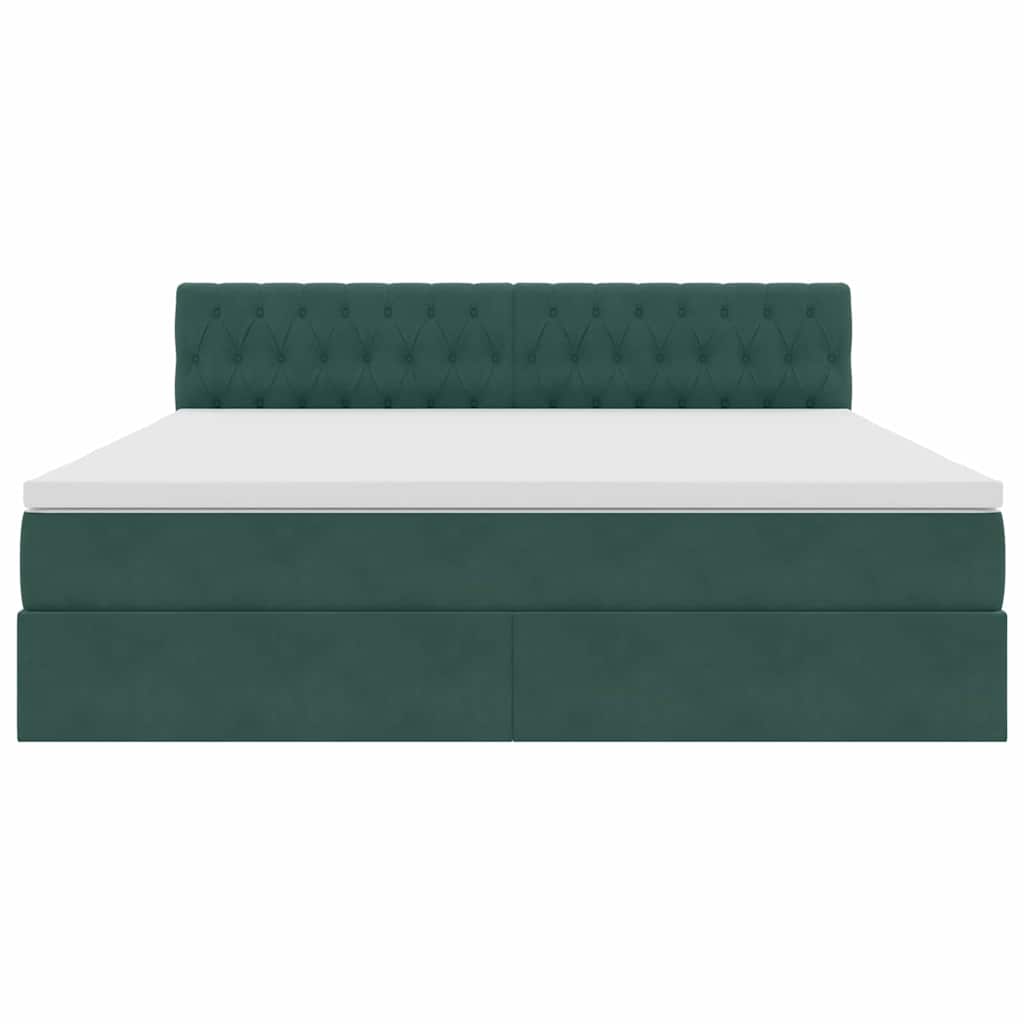 vidaXL Bett mit Stauraum und LED mit LED Dunkelgrün 160 x 200 cm Samt