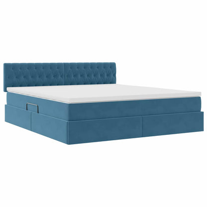 vidaXL Bett mit Stauraum und LED mit LED Dunkelblau 160 x 200 cm Samt