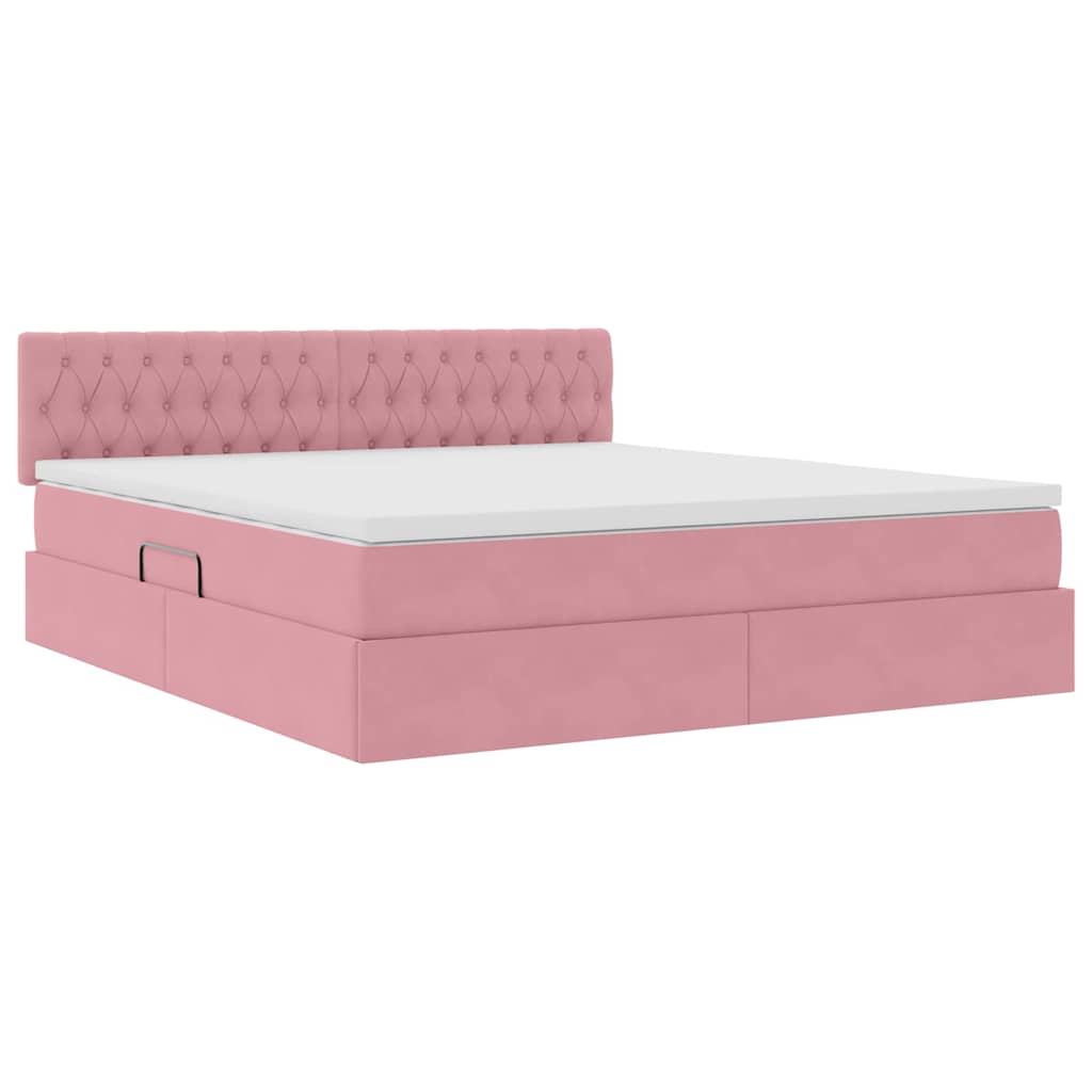 vidaXL Bett mit Stauraum und LED mit Matratze Rosa 160 x 200 cm Samt