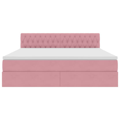 vidaXL Bett mit Stauraum und LED mit Matratze Rosa 160 x 200 cm Samt