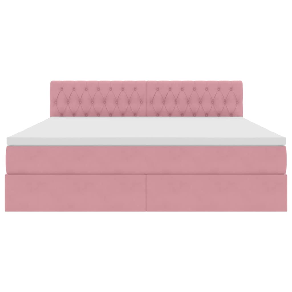 Bett mit Stauraum und LED mit Matratze Rosa 180 x 200 cm Samt