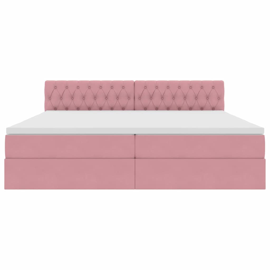 Bett mit Stauraum und LED mit Matratze Rosa 200 x 200 cm Samt