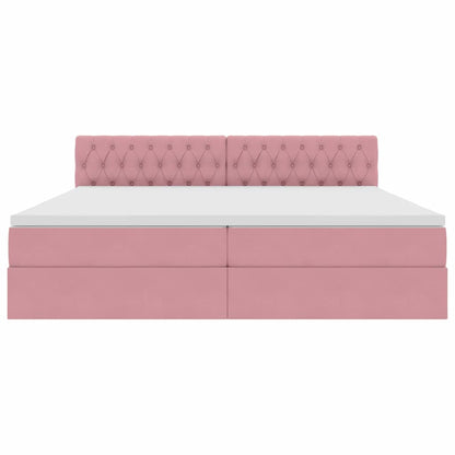 Bett mit Stauraum und LED mit Matratze Rosa 200 x 200 cm Samt