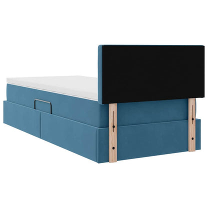 vidaXL Lit avec rangement et LED Bleu foncé 90 x 190 cm Velours