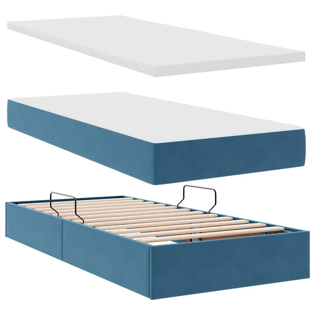 vidaXL Lit avec rangement et LED Bleu foncé 90 x 190 cm Velours
