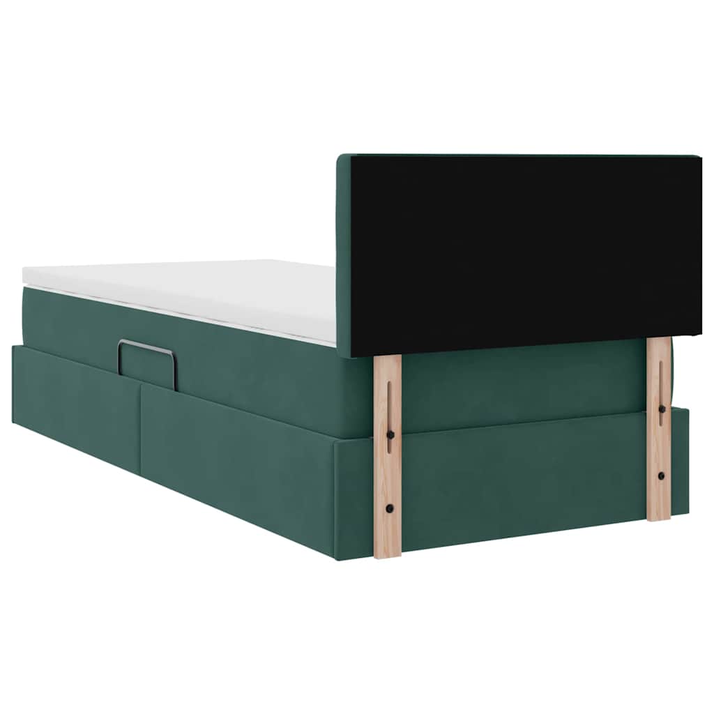 vidaXL Bett mit Stauraum und LED mit LED Dunkelgrün 90 x 200 cm Samt