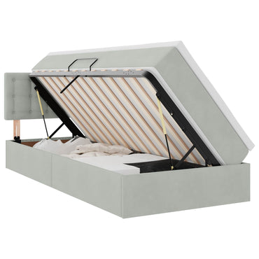 vidaXL Bett mit Stauraum und LED mit LED Hellgrau 100 x 200 cm Samt