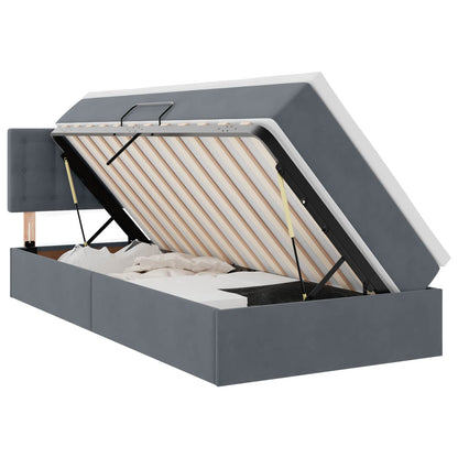 vidaXL Bett mit Stauraum und LED mit LED Dunkelgrau 100 x 200 cm Samt
