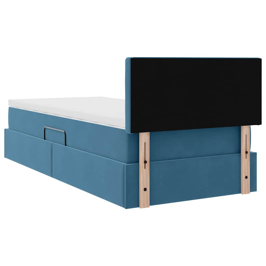 vidaXL Bett mit Stauraum und LED mit LED Dunkelblau 100 x 200 cm Samt