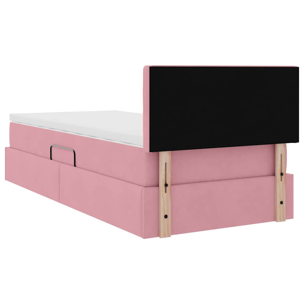 vidaXL Bett mit Stauraum und LED mit Matratze Rosa 100 x 200 cm Samt