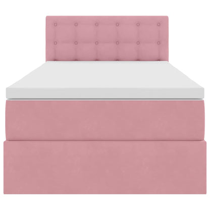 vidaXL Bett mit Stauraum und LED mit Matratze Rosa 100 x 200 cm Samt