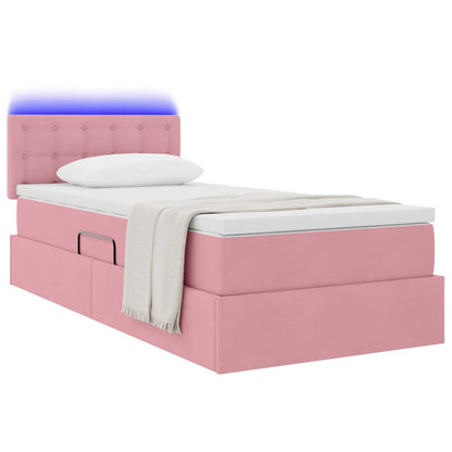 vidaXL Bett mit Stauraum und LED mit Matratze Rosa 100 x 200 cm Samt