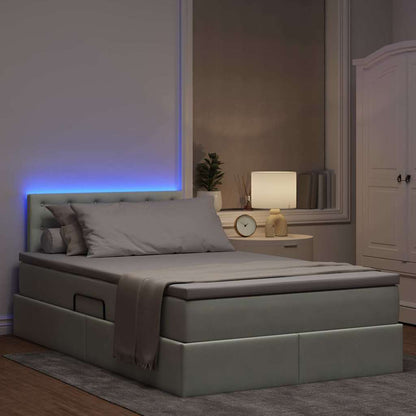 Bett mit Stauraum und LED mit LED Hellgrau 120 x 190 cm Samt