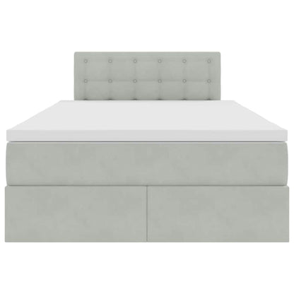 Bett mit Stauraum und LED mit LED Hellgrau 120 x 190 cm Samt