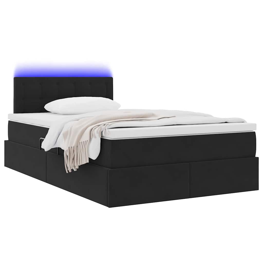 Bett mit Stauraum und LED mit LED Schwarz 120 x 200 cm Samt