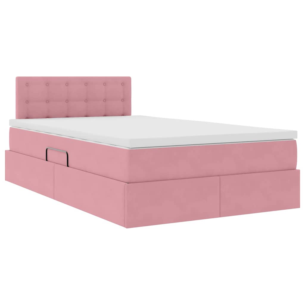 vidaXL Bett mit Stauraum und LED mit Matratze Rosa 120 x 200 cm Samt