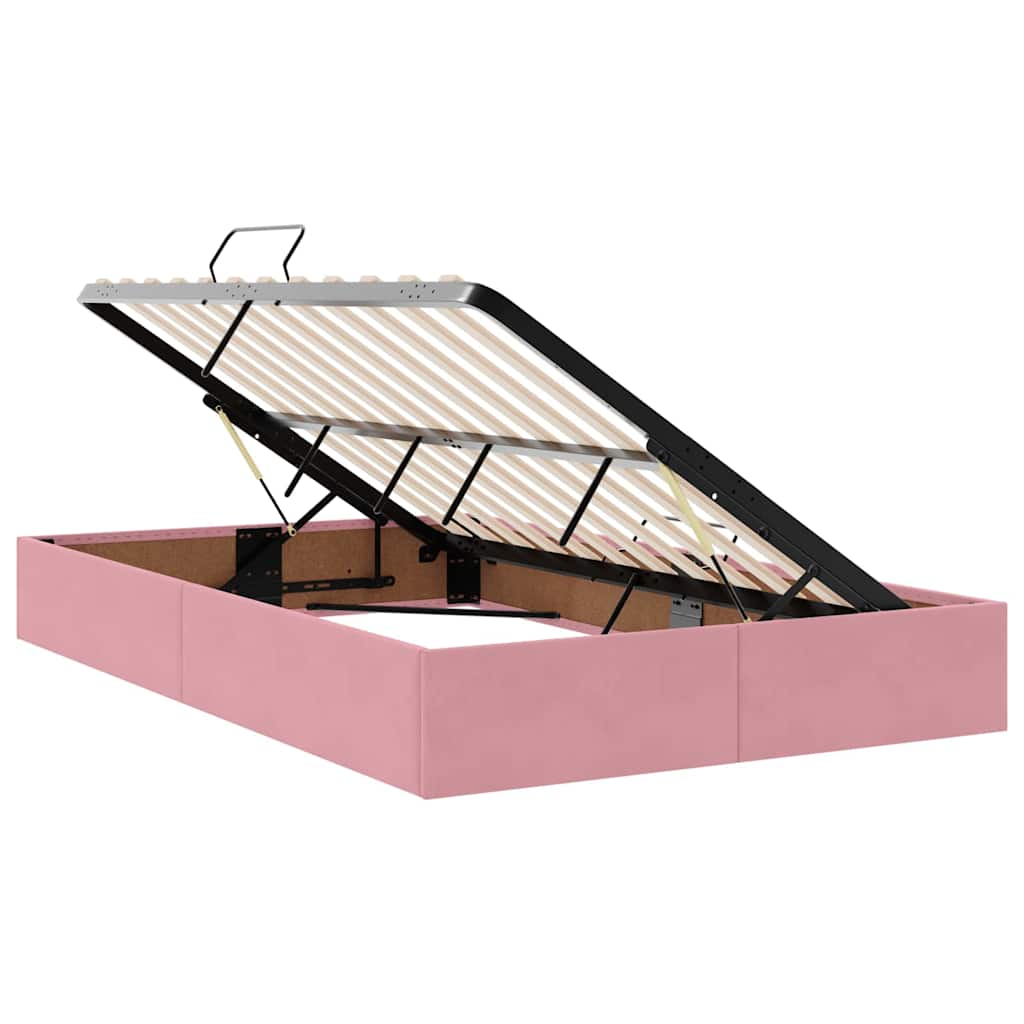 vidaXL Bett mit Stauraum und LED mit Matratze Rosa 120 x 200 cm Samt