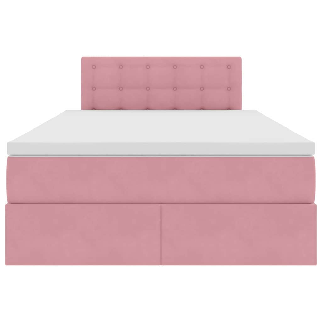 vidaXL Bett mit Stauraum und LED mit Matratze Rosa 120 x 200 cm Samt