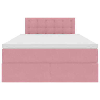 vidaXL Bett mit Stauraum und LED mit Matratze Rosa 120 x 200 cm Samt