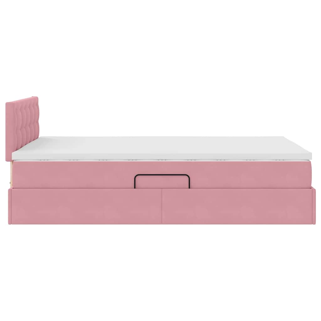 vidaXL Bett mit Stauraum und LED mit Matratze Rosa 120 x 200 cm Samt