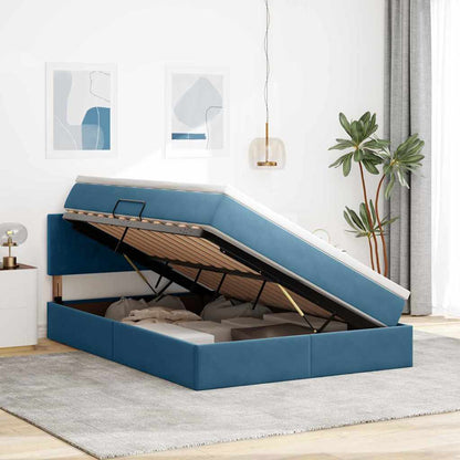 vidaXL Lit avec rangement et LED Bleu foncé 140 x 190 cm Velours