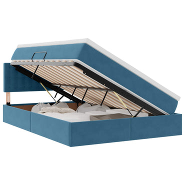 vidaXL Lit avec rangement et LED Bleu foncé 140 x 190 cm Velours