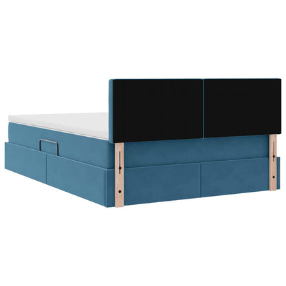 vidaXL Lit avec rangement et LED Bleu foncé 140 x 190 cm Velours