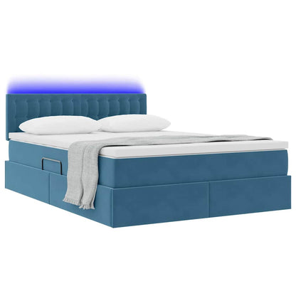 vidaXL Lit avec rangement et LED Bleu foncé 140 x 190 cm Velours