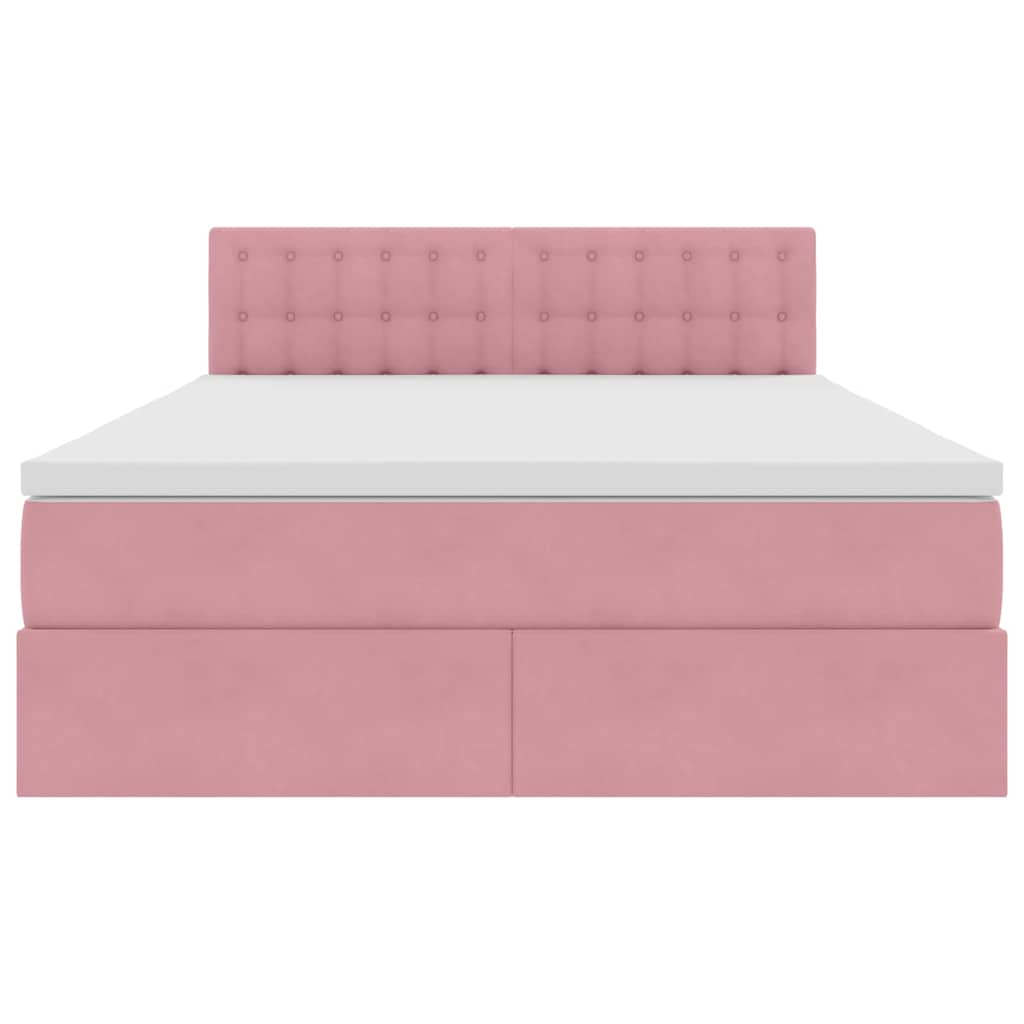 Bett mit Stauraum und LED mit Matratze Rosa 140 x 190 cm Samt
