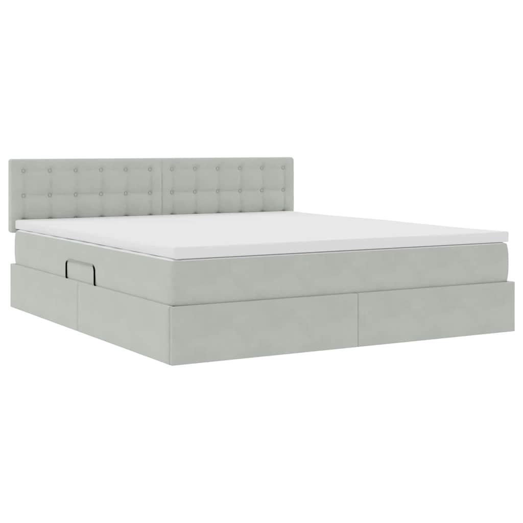 vidaXL Bett mit Stauraum und LED mit LED Hellgrau 160 x 200 cm Samt