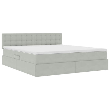 vidaXL Bett mit Stauraum und LED mit LED Hellgrau 160 x 200 cm Samt