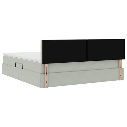 vidaXL Bett mit Stauraum und LED mit LED Hellgrau 160 x 200 cm Samt