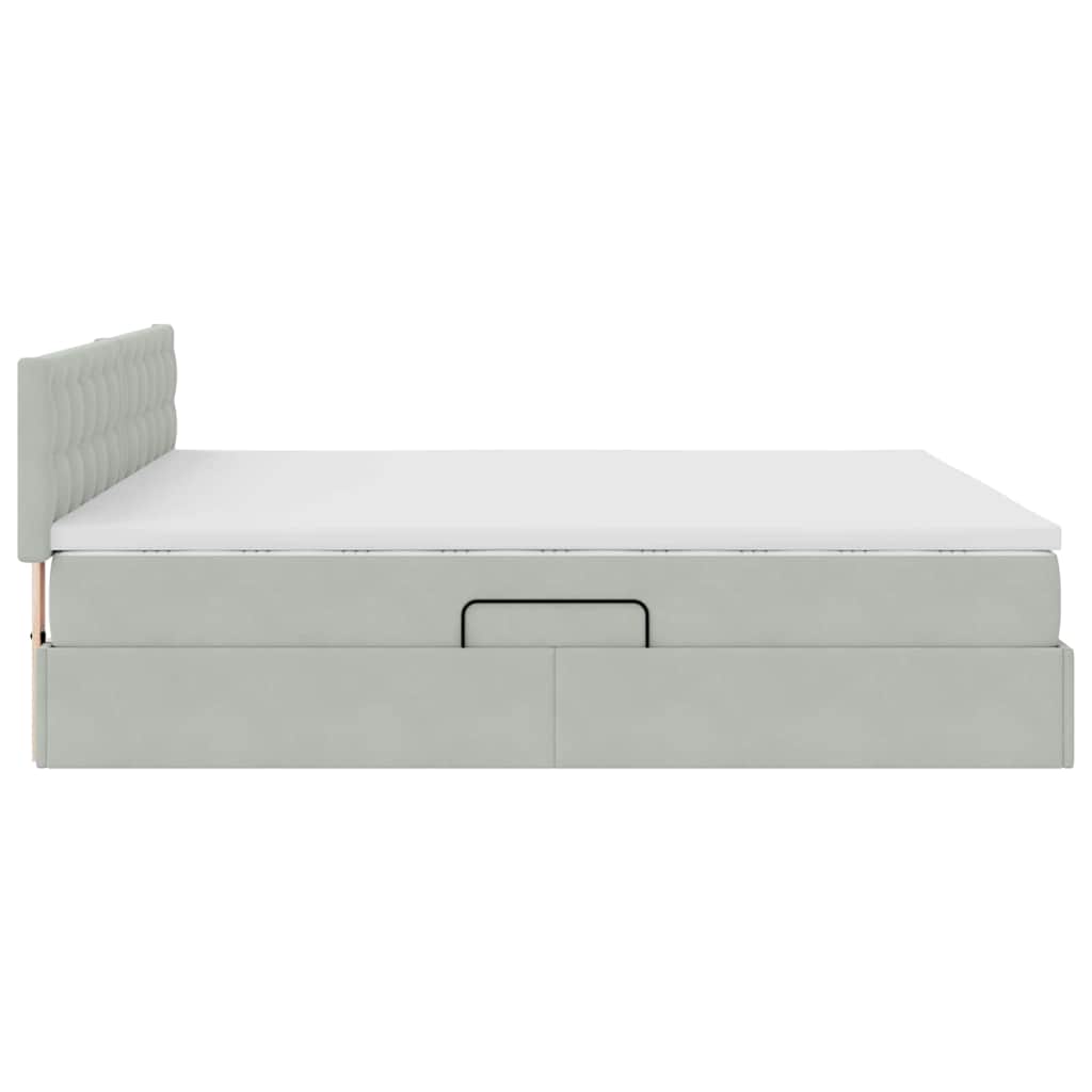 vidaXL Bett mit Stauraum und LED mit LED Hellgrau 160 x 200 cm Samt
