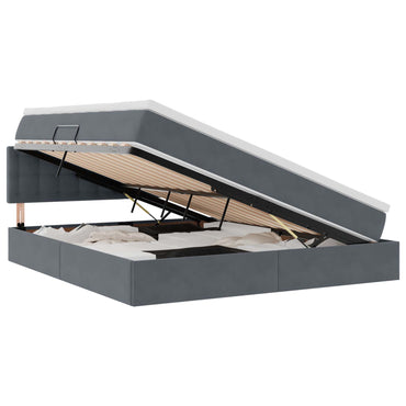 vidaXL Bett mit Stauraum und LED mit LED Dunkelgrau 160 x 200 cm Samt