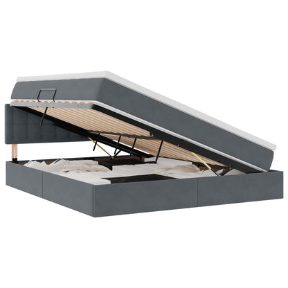 vidaXL Bett mit Stauraum und LED mit LED Dunkelgrau 160 x 200 cm Samt