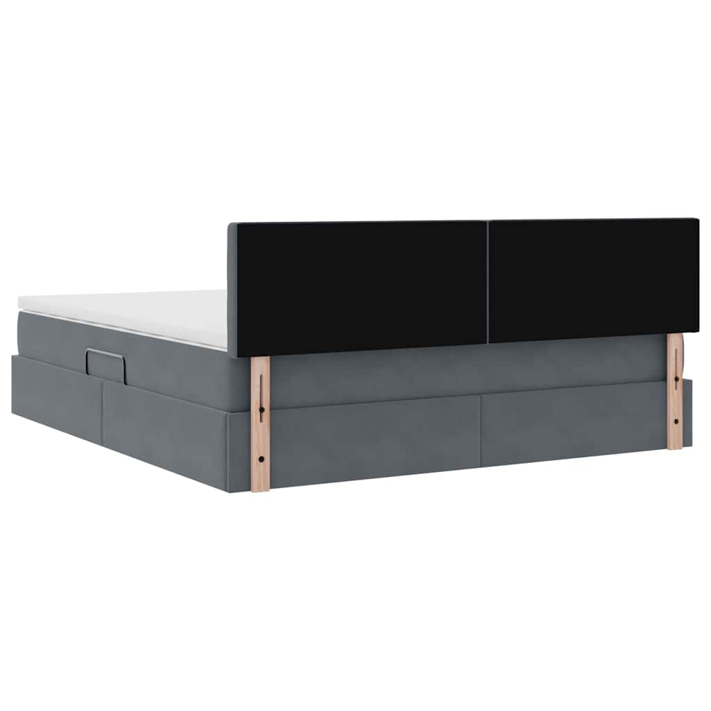 vidaXL Bett mit Stauraum und LED mit LED Dunkelgrau 160 x 200 cm Samt