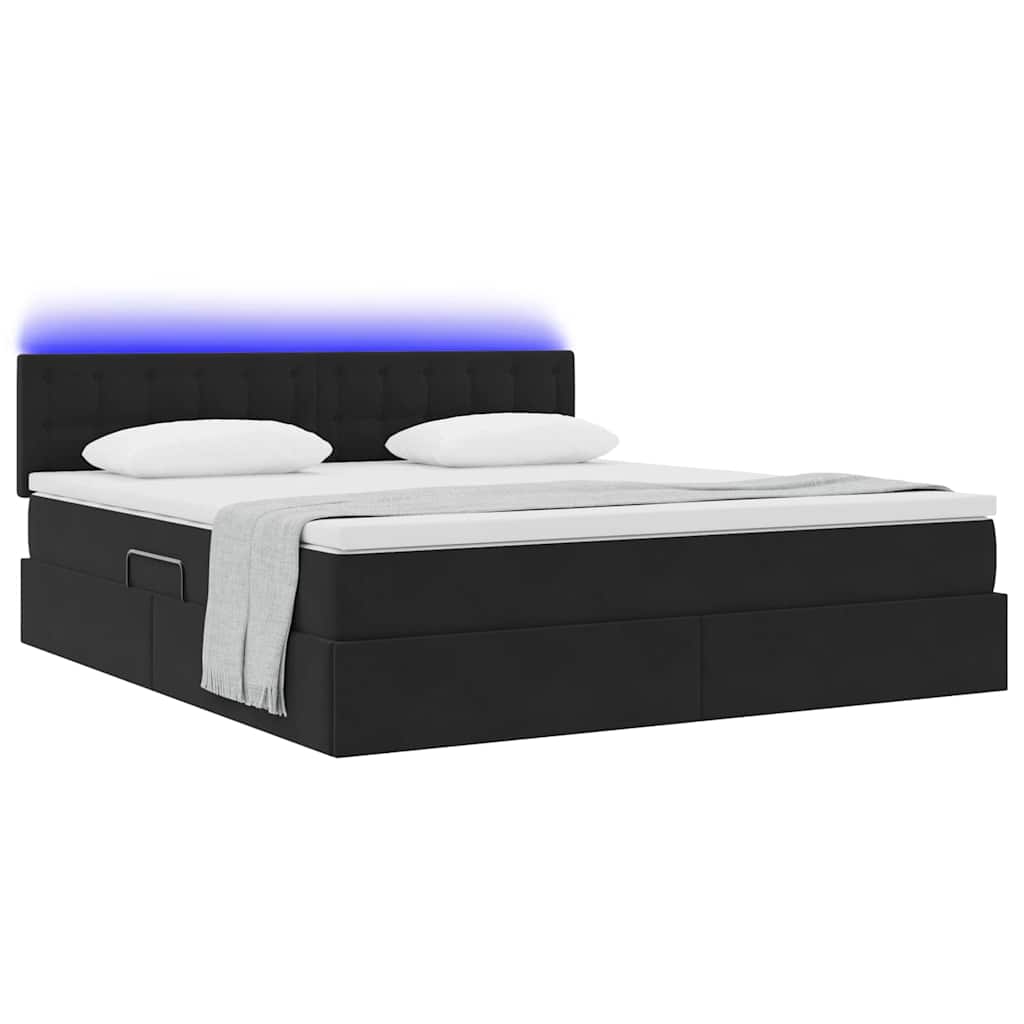 vidaXL Bett mit Stauraum und LED mit LED Schwarz 160 x 200 cm Samt