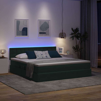 vidaXL Bett mit Stauraum und LED mit LED Dunkelgrün 160 x 200 cm Samt