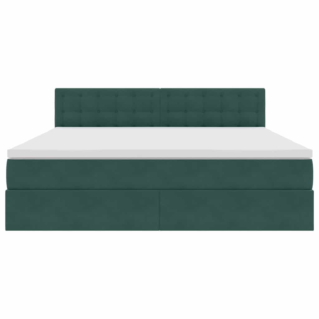 vidaXL Bett mit Stauraum und LED mit LED Dunkelgrün 160 x 200 cm Samt
