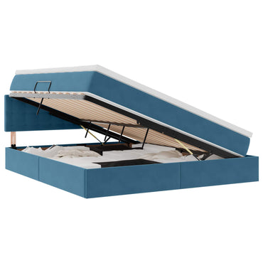 vidaXL Bett mit Stauraum und LED mit LED Dunkelblau 160 x 200 cm Samt