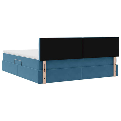 vidaXL Bett mit Stauraum und LED mit LED Dunkelblau 160 x 200 cm Samt