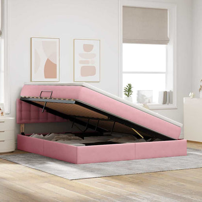 vidaXL Bett mit Stauraum und LED mit Matratze Rosa 160 x 200 cm Samt