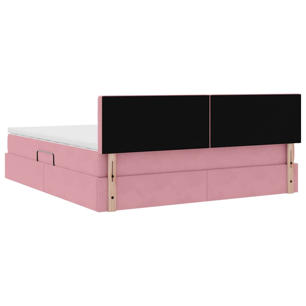 vidaXL Bett mit Stauraum und LED mit Matratze Rosa 160 x 200 cm Samt