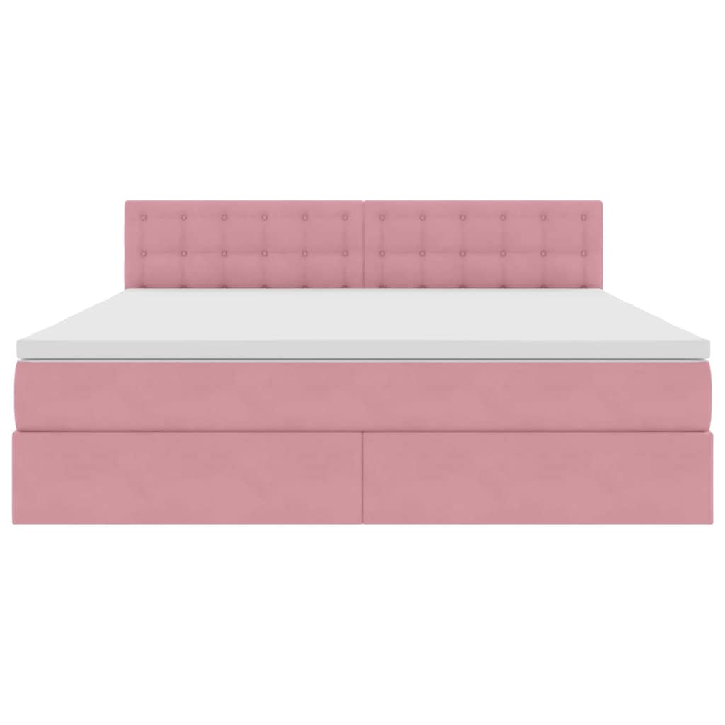 vidaXL Bett mit Stauraum und LED mit Matratze Rosa 160 x 200 cm Samt