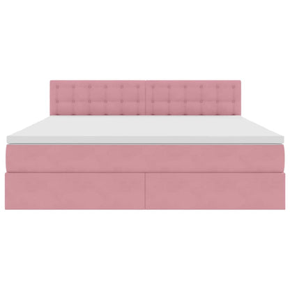 vidaXL Bett mit Stauraum und LED mit Matratze Rosa 160 x 200 cm Samt
