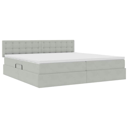 vidaXL Bett mit Stauraum und LED mit LED Hellgrau 200 x 200 cm Samt