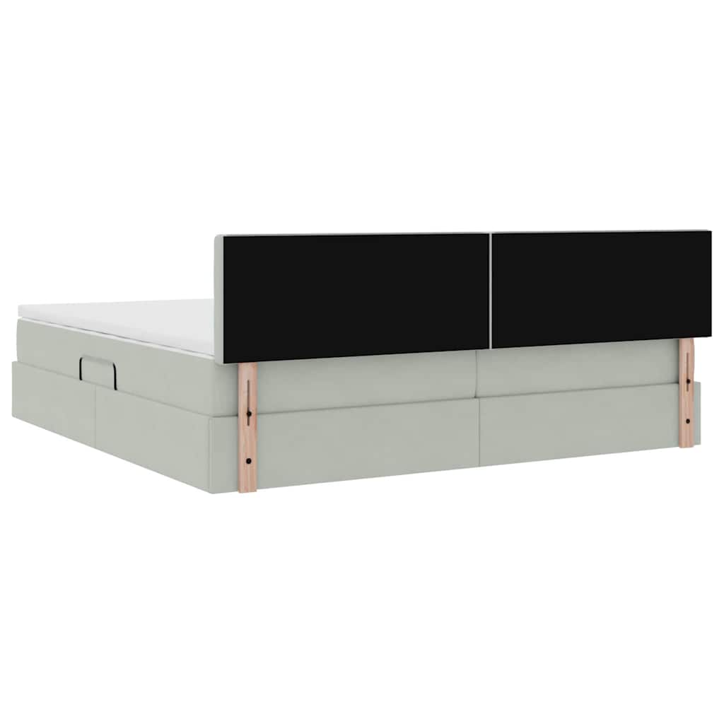 vidaXL Bett mit Stauraum und LED mit LED Hellgrau 200 x 200 cm Samt