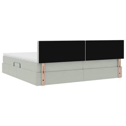 vidaXL Bett mit Stauraum und LED mit LED Hellgrau 200 x 200 cm Samt
